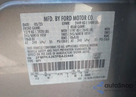 2023 Ford Edge Sel from USA, damaged, VIN 2FMPK4J97PBA22448